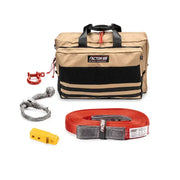 Tan and black vehicle recovery rec kit with off-road tools for owhe veh rec