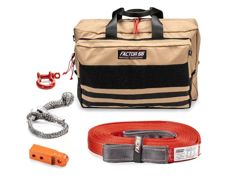 Tan OWHE Veh Rec gear bag with essential off-road recovery tools for Rec Kit Org