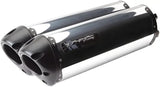 Pair of chrome and black exhaust mufflers for 005-1560406DM-B M2 Dual Slip On Black Yam