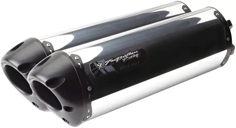 Pair of chrome and black exhaust mufflers for 005-1560406DM-B M2 Dual Slip On Black Yam
