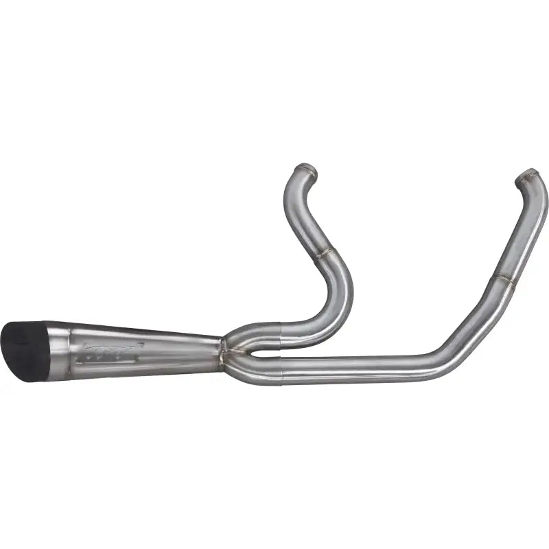 005-4870199 Comp S 2in1 Exhaust Touring M8 Brushed with Turnout designed for maximum torque, featuring race-inspired stainless steel headers, and complete with heat shields.