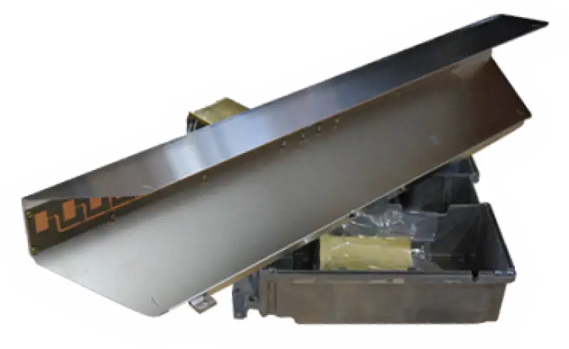 Stainless steel toolbox with yellow accents for Furuno ant radiator rsb0071-058