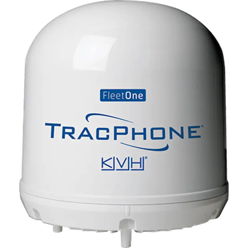 KVH Industry Tracphone Fleet One white dome satellite device