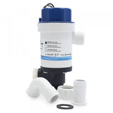 Blue and white Albin Cartridge Twnprt Aeratr bilge pump with accessories for 750 GPH flow
