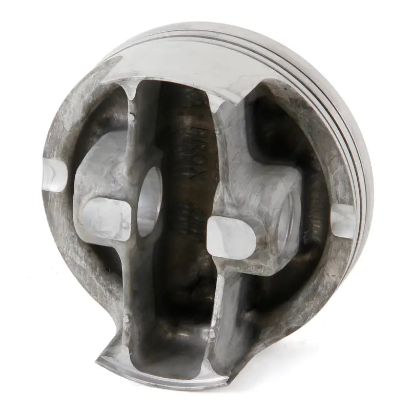 Clean bare engine piston with flat top and three ring grooves from piston kit for RV & truck parts