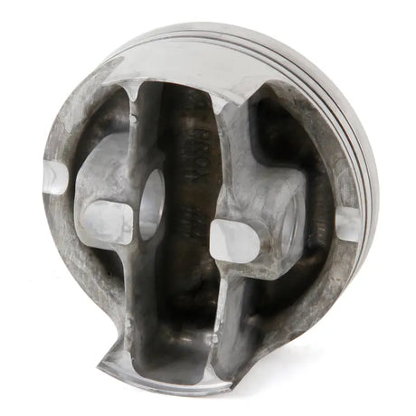 Clean bare engine piston with flat top and three ring grooves from piston kit for RV & truck parts