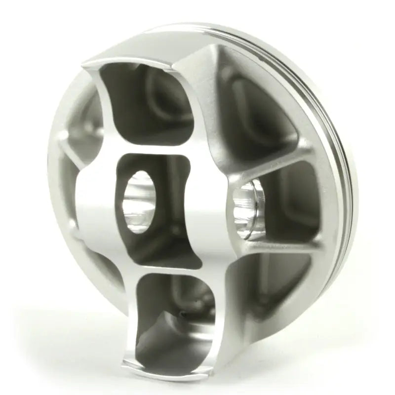 Shiny machined aluminum piston kit with complex hollowed skirt for Yamaha engines