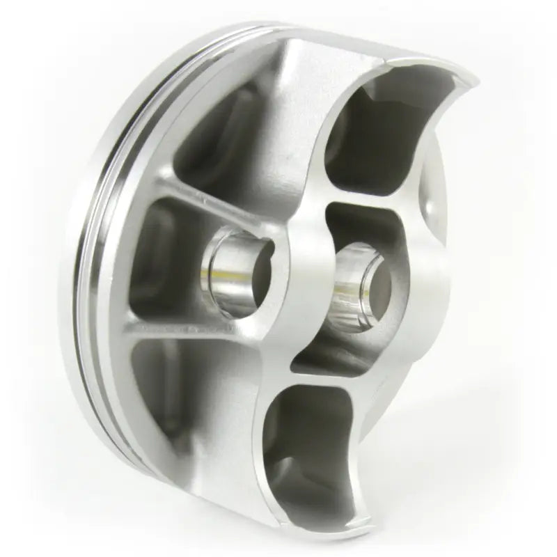 Polished silver automotive piston kit with hollowed skirt for Yamaha engines, truck parts