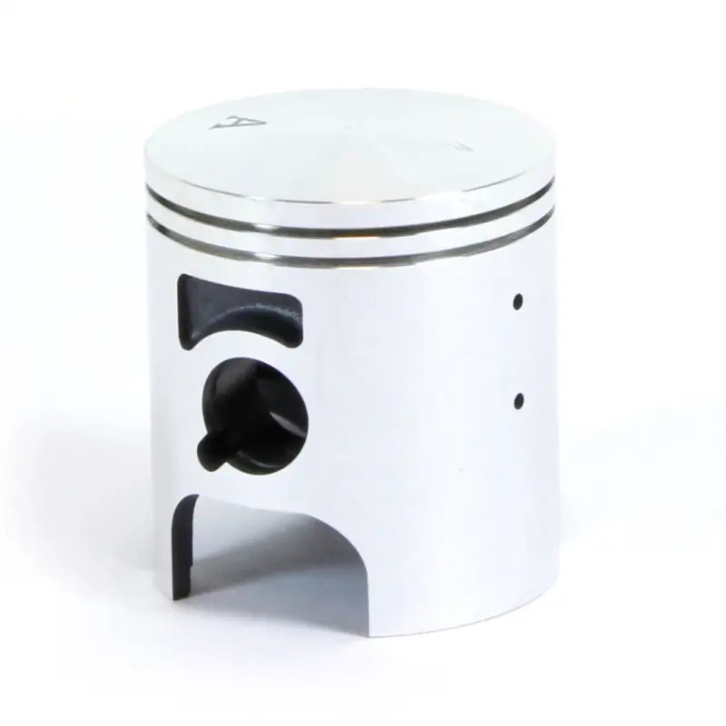Silver two-stroke engine piston with rings and ports from the 01.4108.A piston kit for Kaw engines