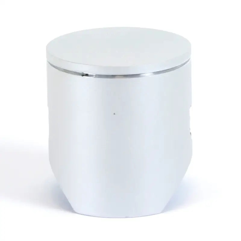 White round smart trash can with silver band, perfect for piston kit and RV parts