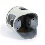 Light gray engine piston kit with dark gray interior, holes, and openings for RV & truck parts