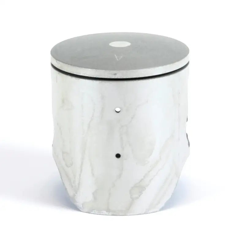 White marble candle with dark grey lid for piston kit RV parts & accessories or truck parts