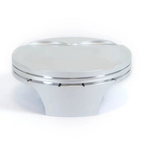 Silver piston kit with frgd nikasil cyl, two ring grooves, and oil drainage holes