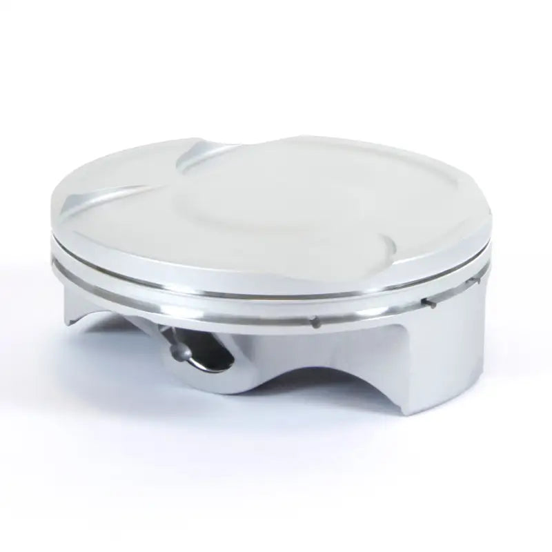 Polished silver piston kit with domed top and cutouts, perfect for Husqvarna KTM bikes