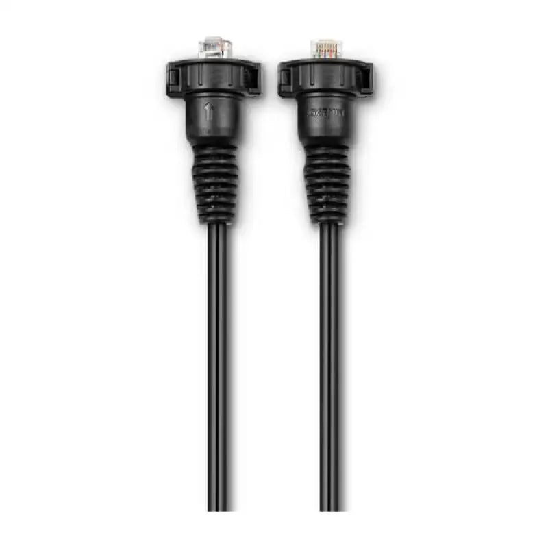 Black Ethernet cables for bulk marine network setup with RJ45 connectors in Garmin 500