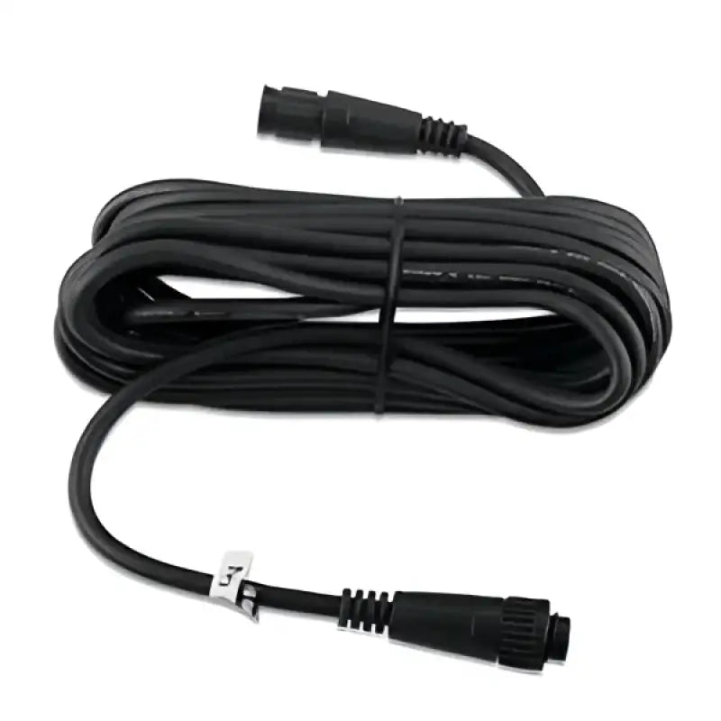 Coiled black Garmin 5M CCU extension cable with waterproof connectors for easy setup