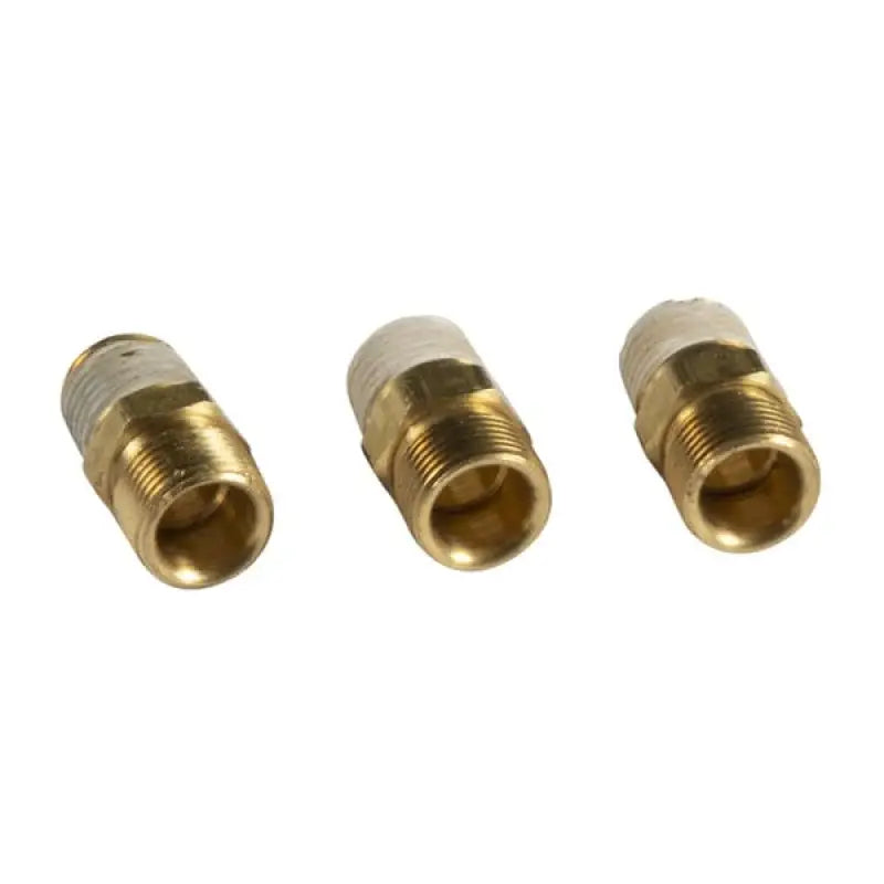 Three brass pipe fittings from the 010-11202-03 Garmin Seastar Fittings Kit