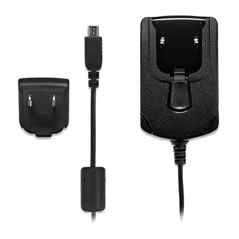 Black charging cradle for Garmin Rino with adapter cable in the Garmin AC adapter series