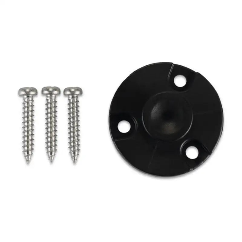 Black circular mounting plate with three screws for Garmin Mic Hanger VHF 210 AIS