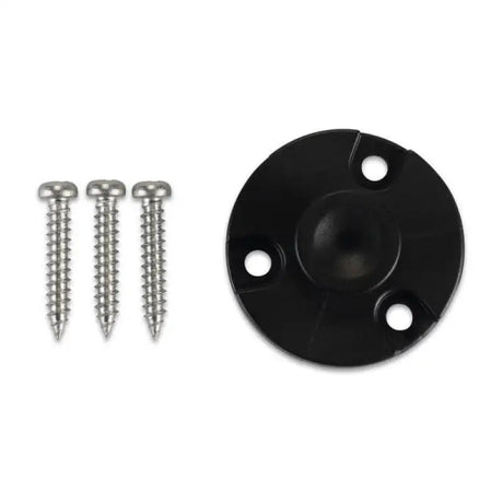 Black circular mounting plate with three screws for Garmin Mic Hanger VHF 210 AIS