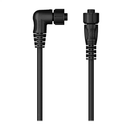 Two black waterproof right-angle cables for the Garmin Network Cable Small Connectors