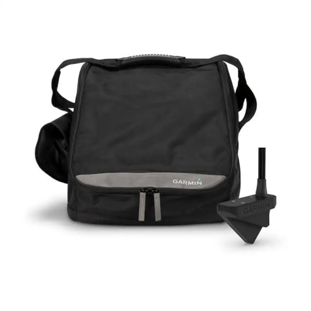 Black carrying bag with transducer for Garmin Panoptix Ice Fishing Kit