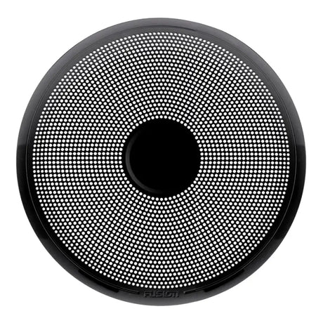 Black circular Fusion Elec classic grille with white perforations for speakers