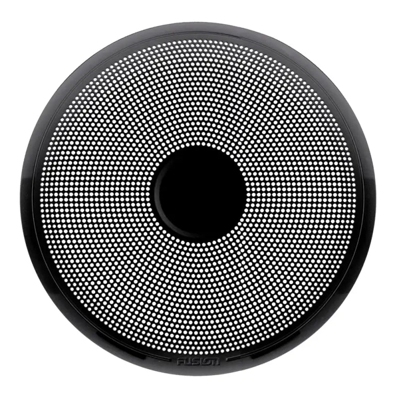 Black circular Fusion Elec classic grille with white perforations for speakers