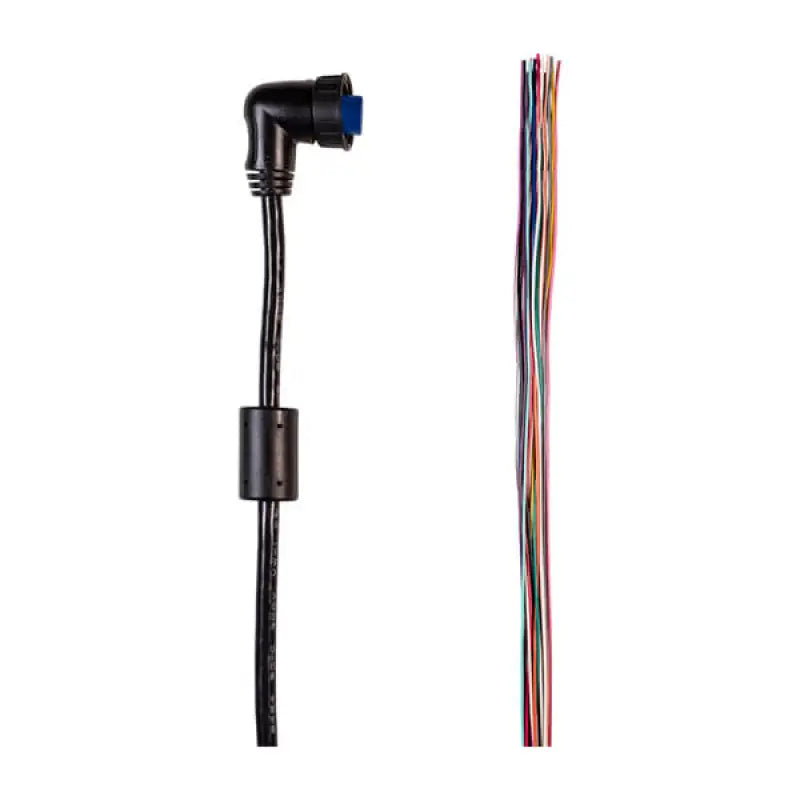 Black Garmin Ondeck Data Cable with right-angle connector and exposed wires for data transfer