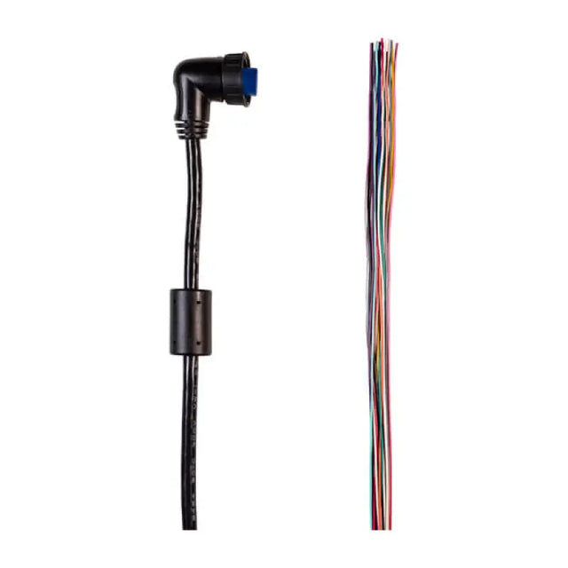 Black Garmin Ondeck Data Cable with right-angle connector and exposed wires for data transfer