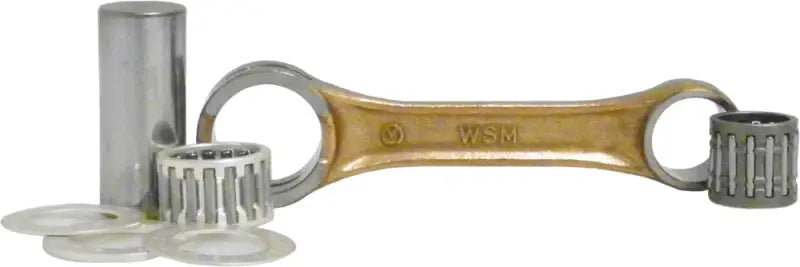 Connecting rod kit with wrist pin, needle bearings, and thrust washers for engine rebuild