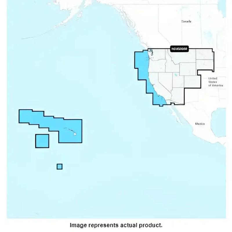 Map of the Pacific Ocean highlighting coastal regions for Garmin Carto U.S. West