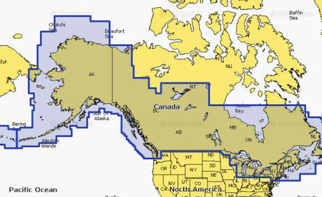 Map of North America on 010-C1367-30 Navionics Canada for Alaskan waters navigation