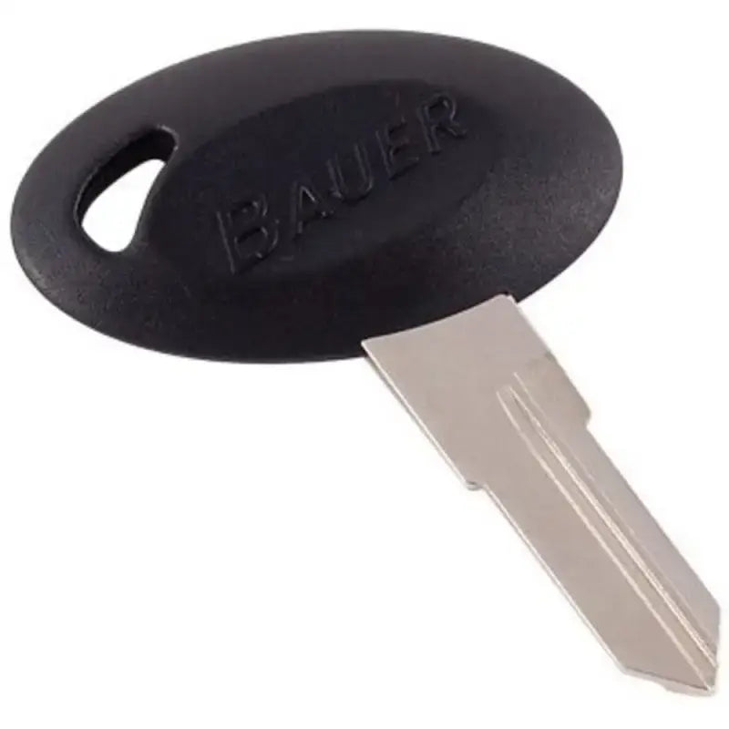 AP Products Bauer RV Series replacement key cod with black oval plastic head and metallic key blade.