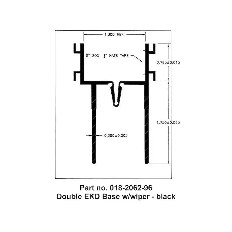 Technical drawing of a double EKD base with wiper for 018-2062-96 AP Products slide out seal