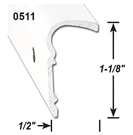 White trim molding profile with dimensions for AP Products Trim Molding Non-Insert Roof Rim Type