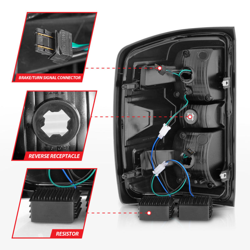 ANZO 311424 ANZO 15-19 Chevy Silverado 2500HD/3500HD (Factory Halogen Only) LED Tail Lights Smoke w/Clear Lens
