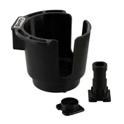 Black plastic cup holder with two mounts for 0311-BK Scotty Inc. fitting