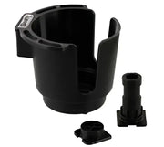Black plastic cup holder with two mounts for 0311-BK Scotty Inc. fitting