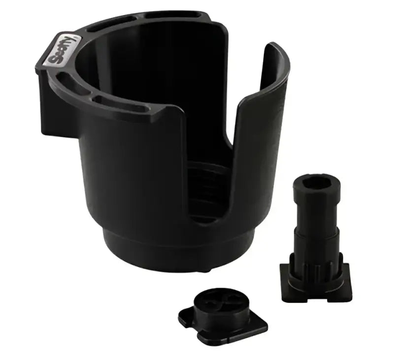 Black plastic cup holder with two mounts for 0311-BK Scotty Inc. fitting