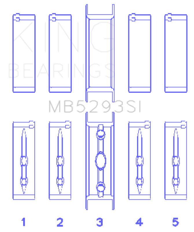 King Engine Bearings MB5293SI King GM 294/325/345/364CI 4.8/5.3/5.7/6.0L L20/LS1/LS2/LS4/LS6 (Size STD) Main Bearing Set