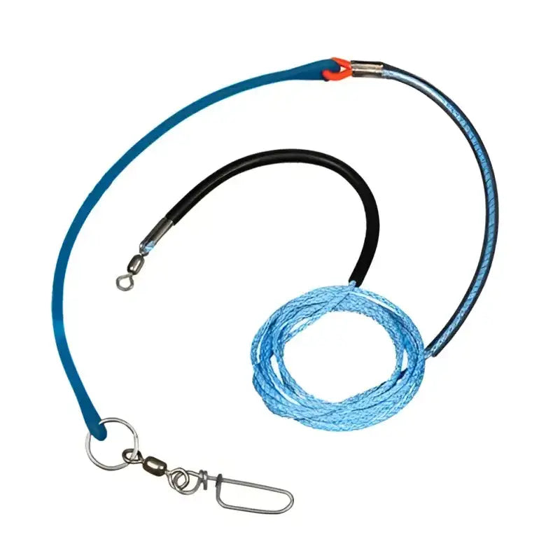 Blue spearfishing float line with swivel clips for improved boom downrigger fishing experience