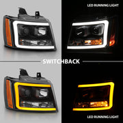 ANZO 111402 ANZO 07-14 Chevy Tahoe Projector Headlights w/ Plank Style Design Black w/ Amber