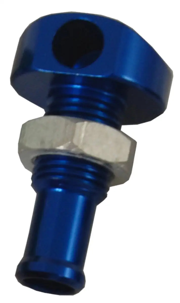 04-03-002 Billet Thru Hull Water Fitting Blue 3/8’’ 90 Deg. - Thru-Hull Fittings