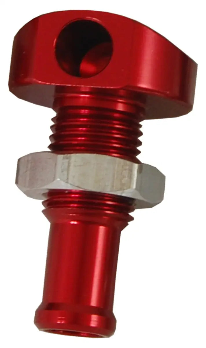 04-03-007 Billet Thru Hull Water Fitting Red 3/8’’ 90 Deg. - Thru-Hull Fittings