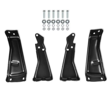 Black metal rear bumper bracket set with mounting hardware for Holley C10 trucks