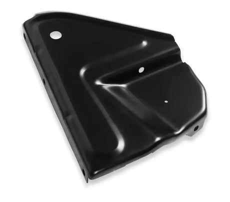 Black metal bracket with mounting holes for Holley C10 battery tray support
