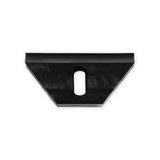 Black trapezoidal metal bracket with central slot for C10 retainer battery hold
