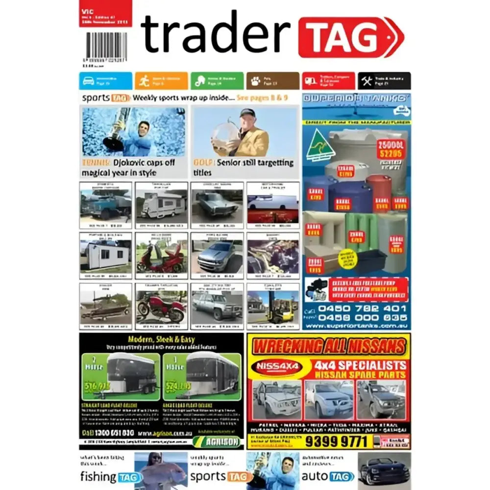 Trader Tag newspaper cover for key auto acc product 0403295 Key Auto Acc Blk Aux 3/4 Sld 1D White