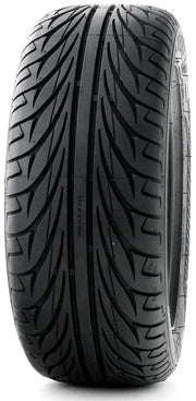 Black car tire with directional tread on Kenda Kanine 042015001A1 for front fitment